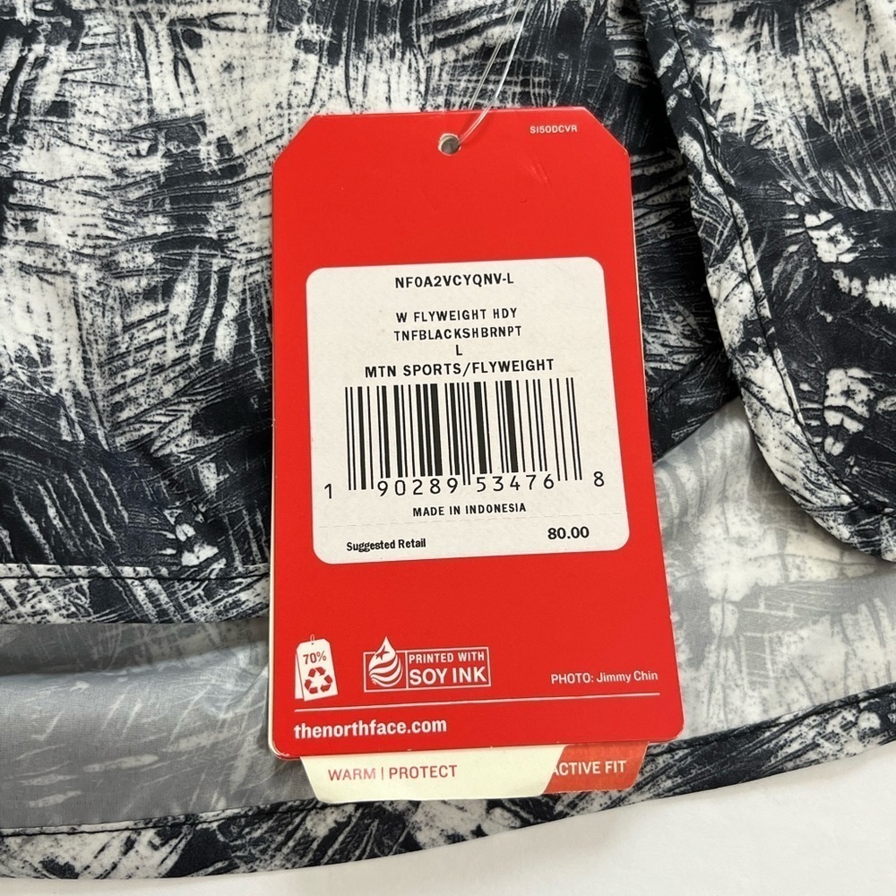 North Face Flyweight Jacket Black White Size Large New with Tags - Picture 4 of 9